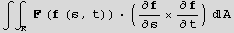 ∫∫_R^ F (f (s, t))  (∂f/∂s  ∂f/∂t) A