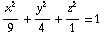 x^2/9 + y^2/4 + z^2/1 = 1