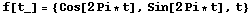 f[t_] = {Cos[2Pi * t], Sin[2Pi * t], t}