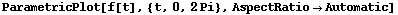 ParametricPlot[f[t], {t, 0, 2Pi}, AspectRatioAutomatic]