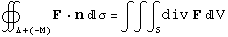 ∯_ (Δ + (-M)) F  nσ = ∫∫∫_Sdiv F V