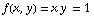 f(x, y) = x y = 1