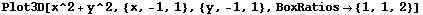 Plot3D[x^2 + y^2, {x, -1, 1}, {y, -1, 1}, BoxRatios {1, 1, 2}]