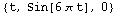 {t, Sin[6 π t], 0}