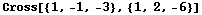 Cross[{1, -1, -3}, {1, 2, -6}]