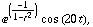 ^(-1/(1 - t^2)) cos (20t),