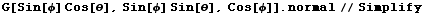 G[Sin[φ] Cos[θ], Sin[φ] Sin[θ], Cos[φ]] . normal//Simplify